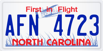 NC license plate AFN4723