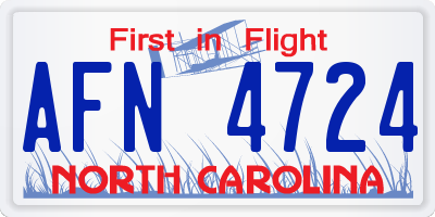 NC license plate AFN4724