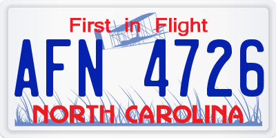 NC license plate AFN4726