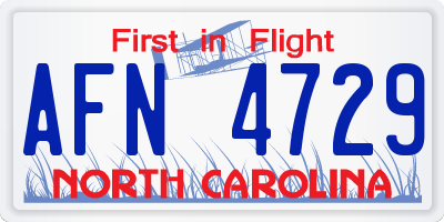 NC license plate AFN4729