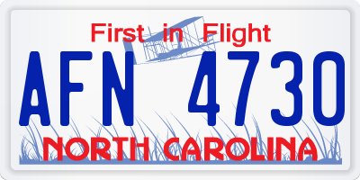 NC license plate AFN4730
