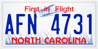 NC license plate AFN4731