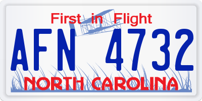 NC license plate AFN4732