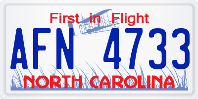 NC license plate AFN4733