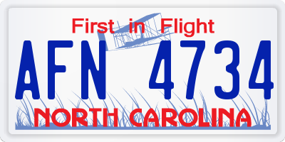 NC license plate AFN4734