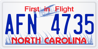 NC license plate AFN4735