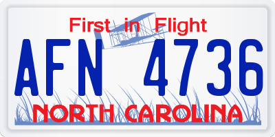 NC license plate AFN4736