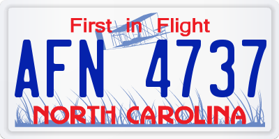 NC license plate AFN4737