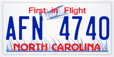 NC license plate AFN4740