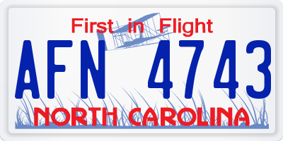 NC license plate AFN4743
