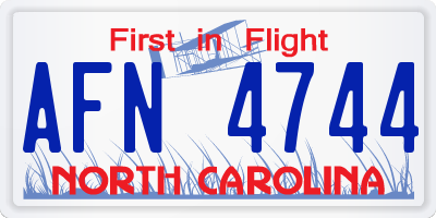 NC license plate AFN4744