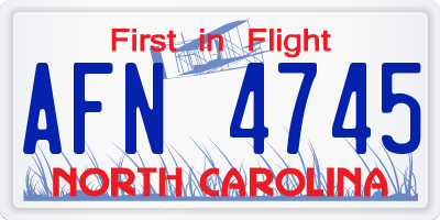 NC license plate AFN4745