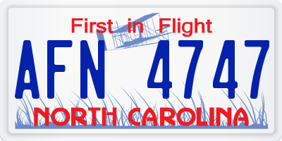 NC license plate AFN4747