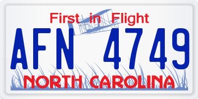 NC license plate AFN4749