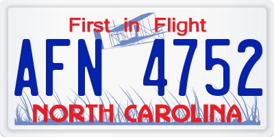 NC license plate AFN4752