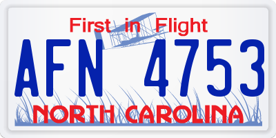 NC license plate AFN4753