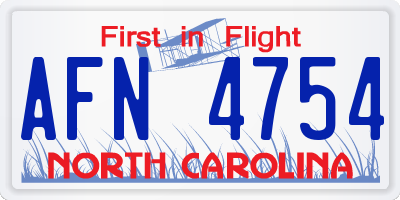 NC license plate AFN4754