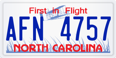 NC license plate AFN4757