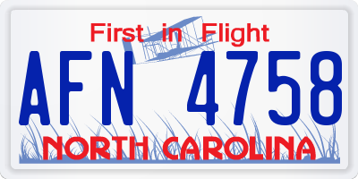 NC license plate AFN4758