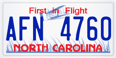 NC license plate AFN4760