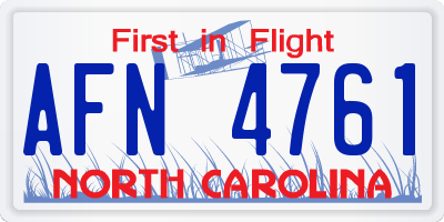NC license plate AFN4761