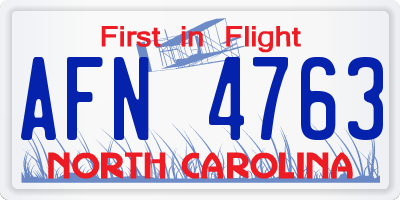 NC license plate AFN4763