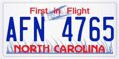 NC license plate AFN4765