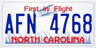 NC license plate AFN4768