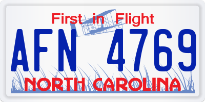 NC license plate AFN4769