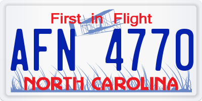NC license plate AFN4770