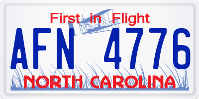 NC license plate AFN4776