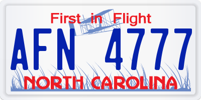 NC license plate AFN4777