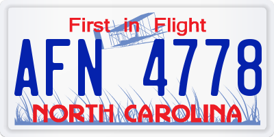 NC license plate AFN4778