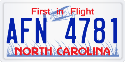 NC license plate AFN4781