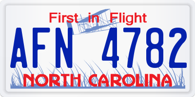 NC license plate AFN4782