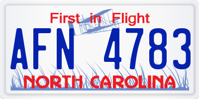NC license plate AFN4783
