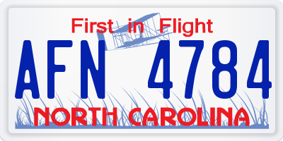 NC license plate AFN4784