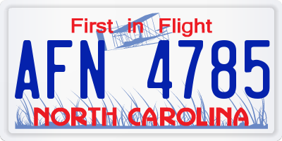 NC license plate AFN4785