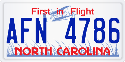 NC license plate AFN4786