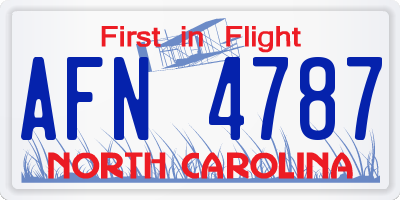 NC license plate AFN4787