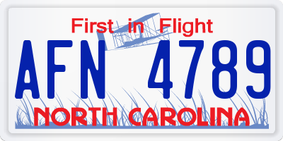 NC license plate AFN4789