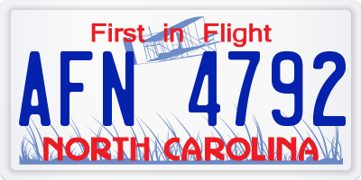 NC license plate AFN4792