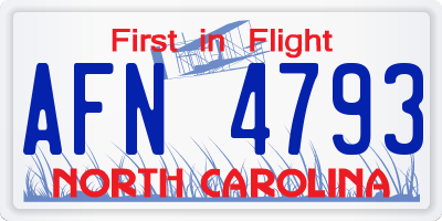 NC license plate AFN4793
