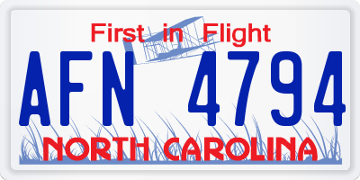 NC license plate AFN4794