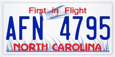 NC license plate AFN4795