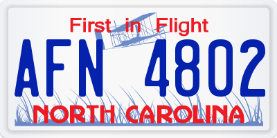NC license plate AFN4802