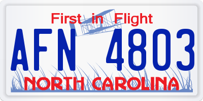 NC license plate AFN4803