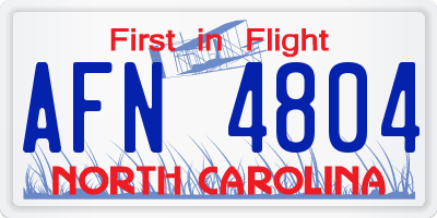 NC license plate AFN4804