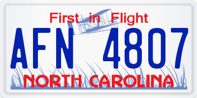NC license plate AFN4807