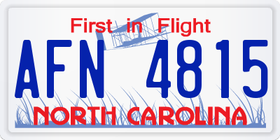 NC license plate AFN4815